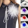 Women Fashion Feather Headwear Jewelry Decor Bridal Hairband Ostrich Feathers Brooch Pin
