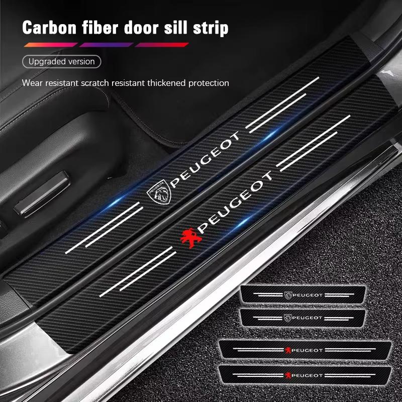 Наклейка на порог из углеродного волокна для Peugeot 208 308 408 508 2008 3008 4008 5008 301 307 407 RCZ Защитная наклейка от царапин при посадке
