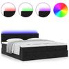 Enjoy restful nights with this Ottoman bed with mattresses and LED lighting in light gray 160 x 200 cm fabric