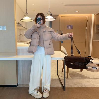 Осень Зима Утолщенная Теплая Парка Женская Повседневная Милая Однотонная Большой Карман Свободные Куртки Верхняя Одежда