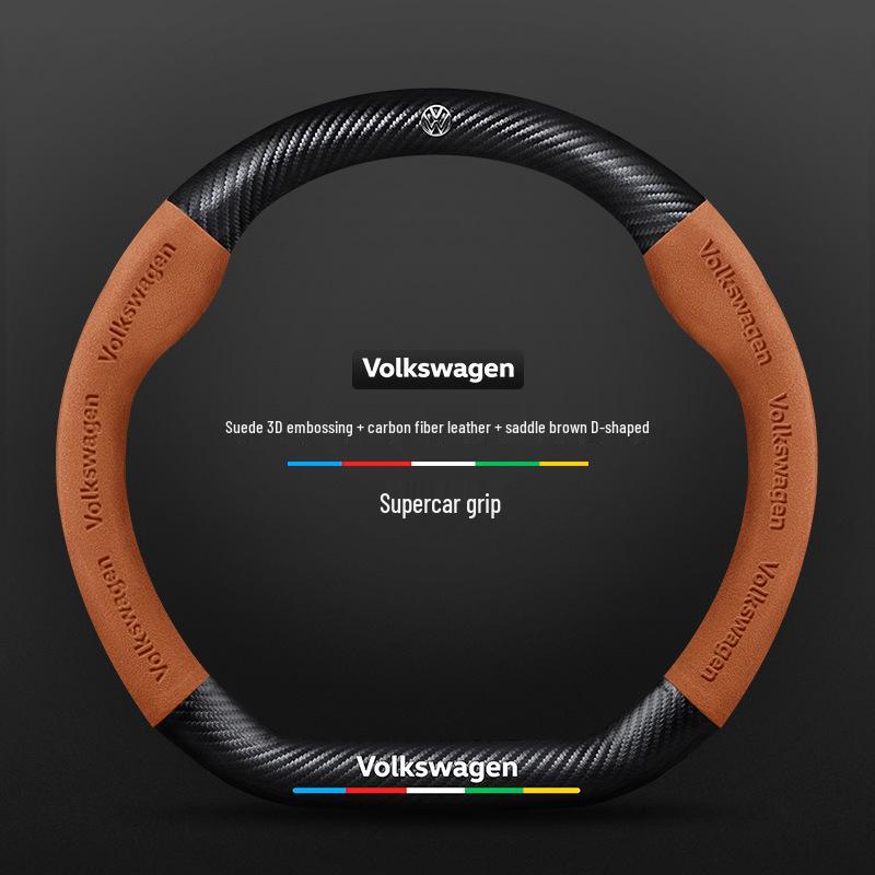 Чехол на руль Volkswagen Golf для моделей 2010-2023 гг.: Замша и Углеродное Волокно, Совместимо с R-Line и 8-м Поколением