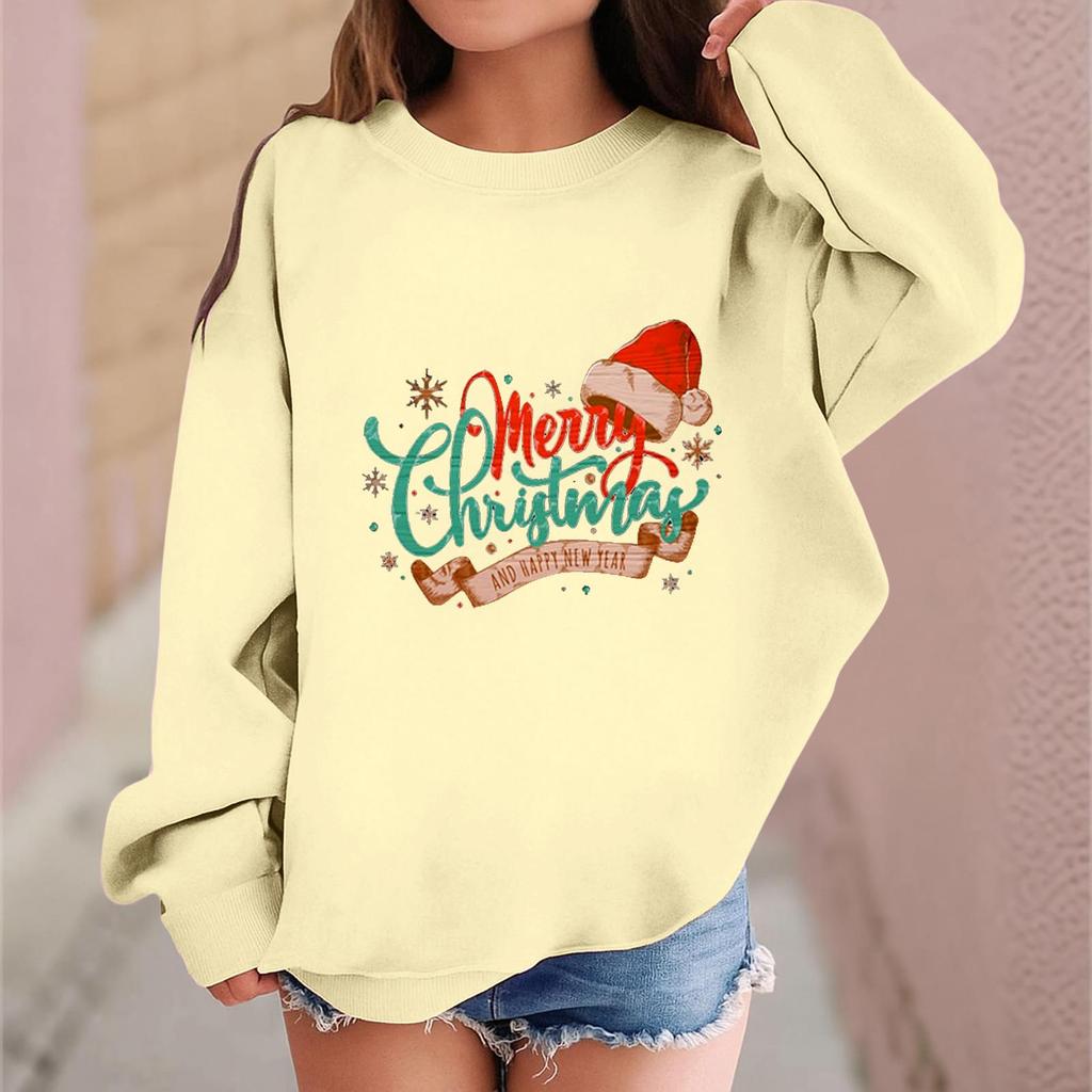 Children's Fashionable Casual Long-sleeved Loose Christmas Print Pullover Sweatshirt