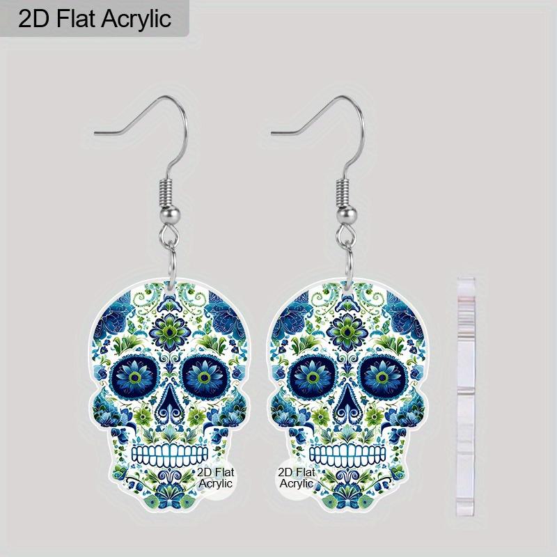 2D Плоские Милые Серьги-подвески в виде Сахарного Черепа на Хэллоуин, Акриловые, Декор Дня Мёртвых, Подарки для Женщин, Фестивальные Шармы