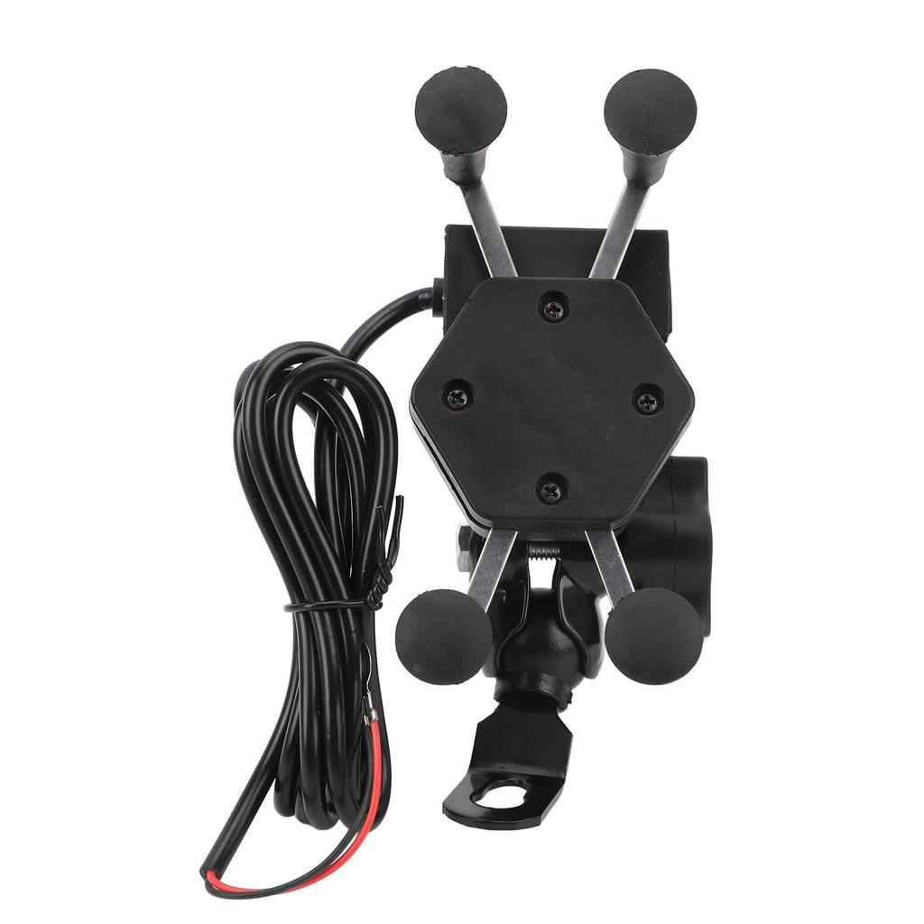 Motorcycle Phone Holder 5V 2A USB Port 360 Degree Rotation X Type Charger Bracket Navigation Stand