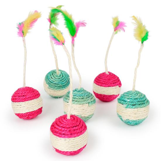 Cat Shuttlecock Toy Eye-catching Natural Materials Relieve Boredom Cat Kitten Feather Ball Teaser Toy