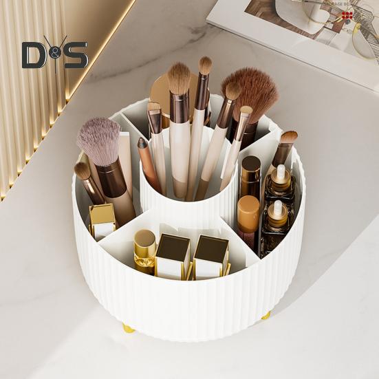 Makeup Brush Holder Large Capacity Multiple Compartments Multi-angle Rotating Countertop Cosmetic Organizer