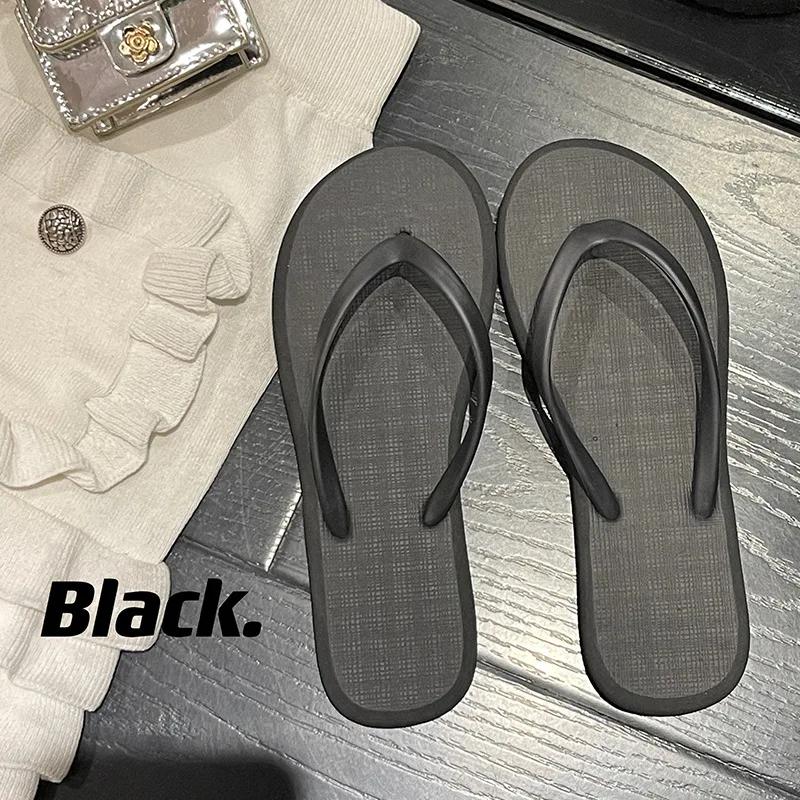Fashion Premium Sense Non-slip Simple Flip-flops Girls Summer New Wear Solid Color Pinch Feet Beach Cool Slippers Wholesale