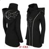 Женская модная длинная толстовка с капюшоном, черная готическая куртка с двойной молнией и пальто с принтом, толстовка с капюшоном в стиле панк