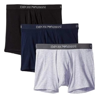 Emporio Armani Мужские трусы-боксеры, 3 штуки, 111611, Серый/Черный/Темно-синий, Размер S [Параллельный импорт]