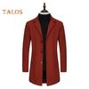 Men Woolen Coat Lapel Long Sleeve Single-Breasted Solid Color Mid-length Coat Autumn Winter Warm Outwear