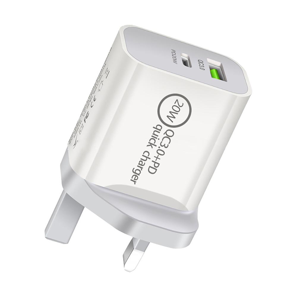 Зарядное устройство с 2 портами QC3.0 USB A Type C 20 Вт PD Адаптер питания EU USA UK AUS Вилка Док-станция для iPhone Samung Телефон Планшет