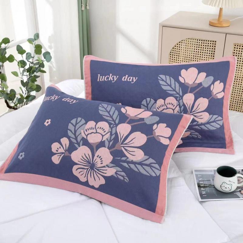 Yiwenwo Нескользящая Хлопковая Марлевая Наволочка Extra Large с Фиксирующими Ремешками для Студентов и Взрослых