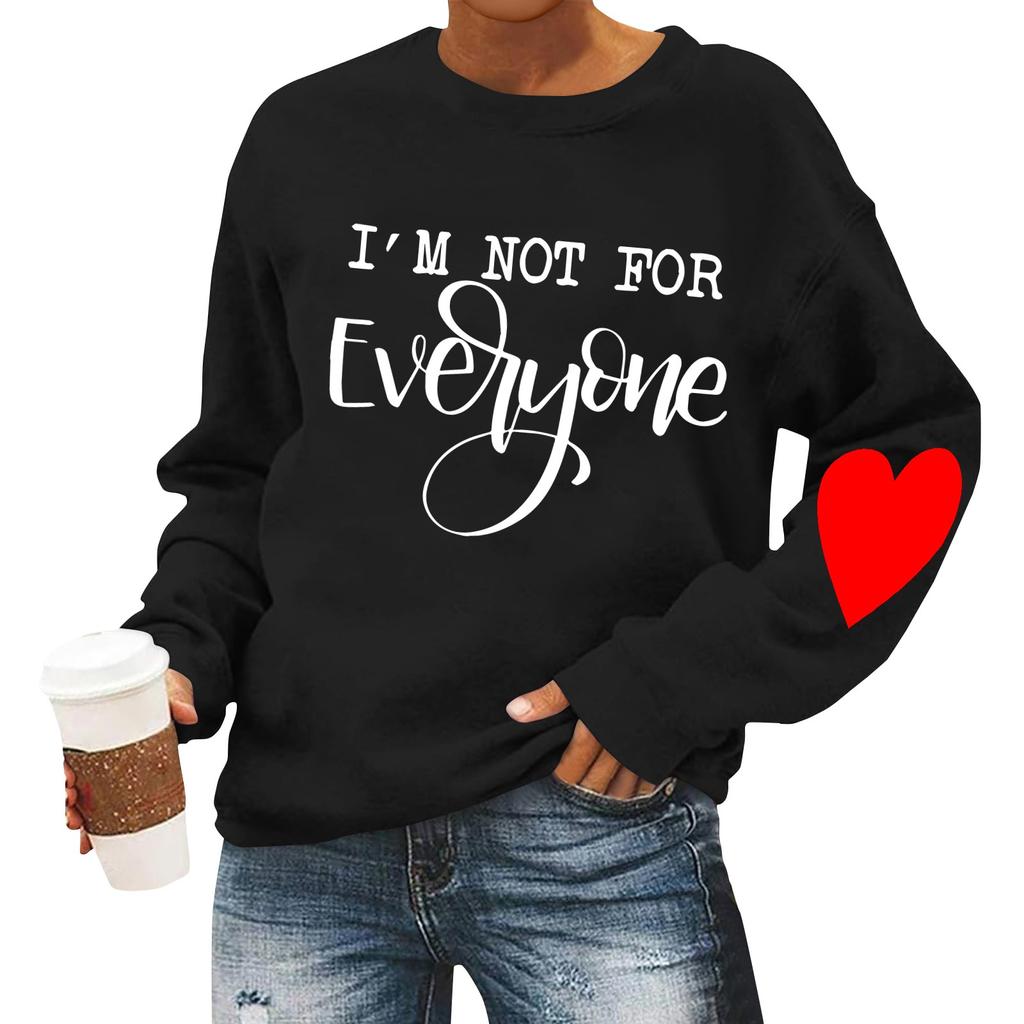 Женская повседневная мода ко Дню святого Валентина с принтом, длинным рукавом, круглым вырезом, толстовки, пуловеры, топы