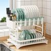 Dish Drying Rack Drain Rack Wrought Iron Double Rack Storage Rack for Kitchen Counter