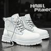 Zipper Martin Boots Men's 2025 New Autumn and Winter Outdoor Tooling Boots Thick-soled Heightening British Style High-top Rhubarb Boots
