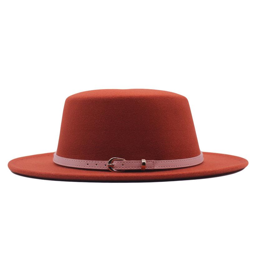 Autumn and winter new British men's top hat, flat-top woolen hat, European and American jazz hat, big-brimmed women's hat
