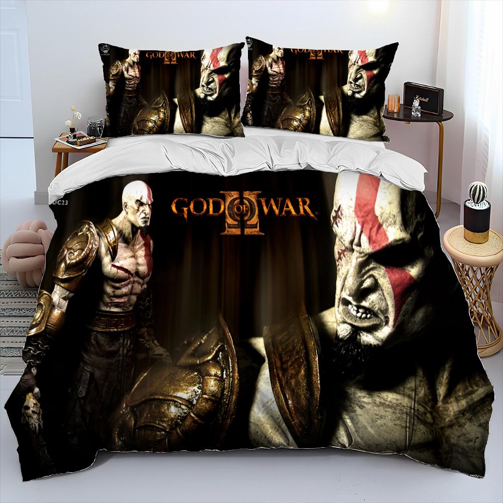 God of War Игра Игроки Кратос Одеяло Постельное белье Комплект, Пододеяльник Постельный комплект Покрывало Наволочка, king Queen Размер Постельное белье Дети