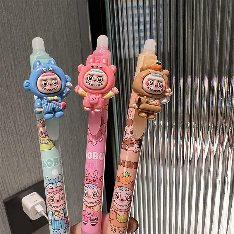 6PCS Gel Pens Cartoon Kawaii 0.5mm Erasable Pen School Student Stationery