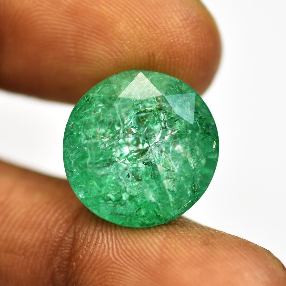 Natural Green Emerald Loose Gemstone Sparkling 15x15 mm Round Cut for Jewelry Making and Crafts