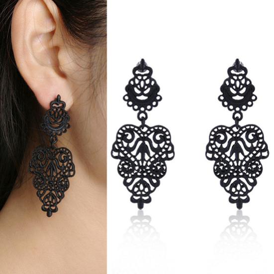Vintage Women's Bohemian Hollow Design Long Drop Dangle Earrings Piercing Jewelry