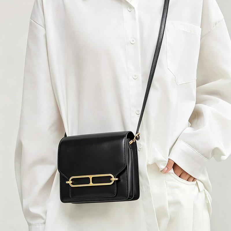 Genuine Leather Mini Square Shoulder Bag Women 2026 Retro Style Crossbody With Lock