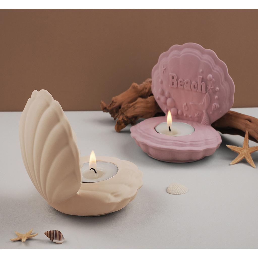 Seashell Resin Silicone Molds Ocean Themed Silicone Candle Holder Molds for Epoxy Resin Candle Stand Tealight Holder