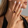 IngeSight.Z Vintage Elegant Open Metal Rings for Women Trendy Gold Color Resin Inlay Finger Rings Femme Charm Jewelry Accessory