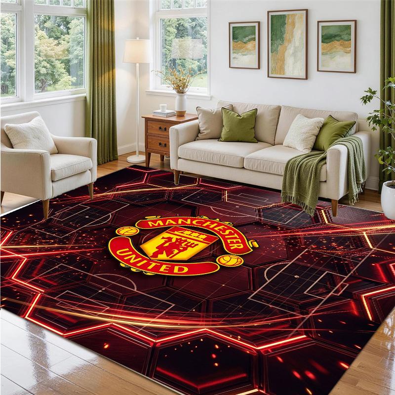 Manchester United Design Crystal Velvet Rug Soft Decorative Mat for Bedroom Entrance