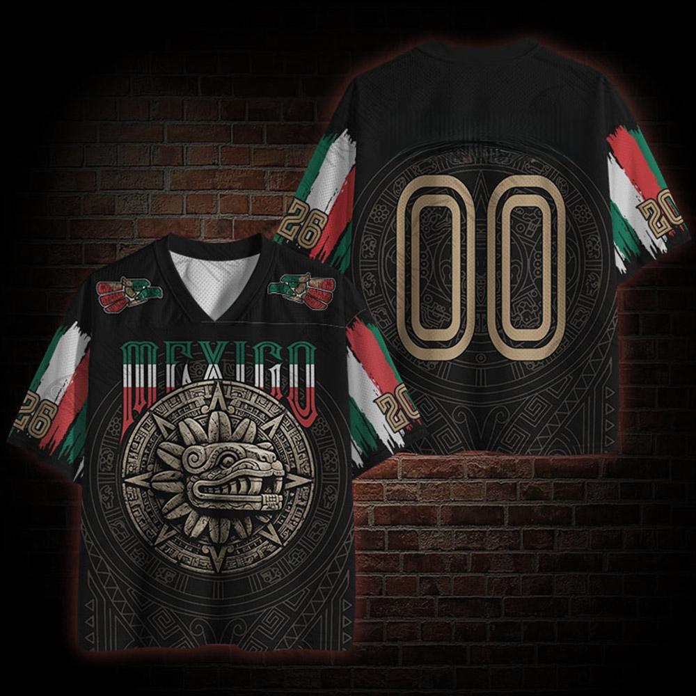 Assist in World Football Matches, Dark Series Mesh Football Jerseys, Personalized Mexican Sunstone Mesh Jerseys, 3D Printed