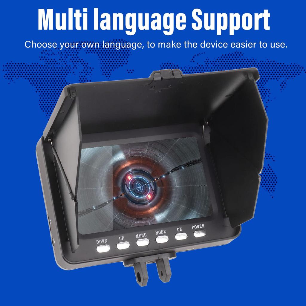 Камера для канализации, камера для сантехники, камера для осмотра труб, бороскоп, с 5-дюймовым ЖК-экраном, дополнительный кабель, водонепроницаемый IP68, 6 светодиодов, карта памяти 8 ГБ