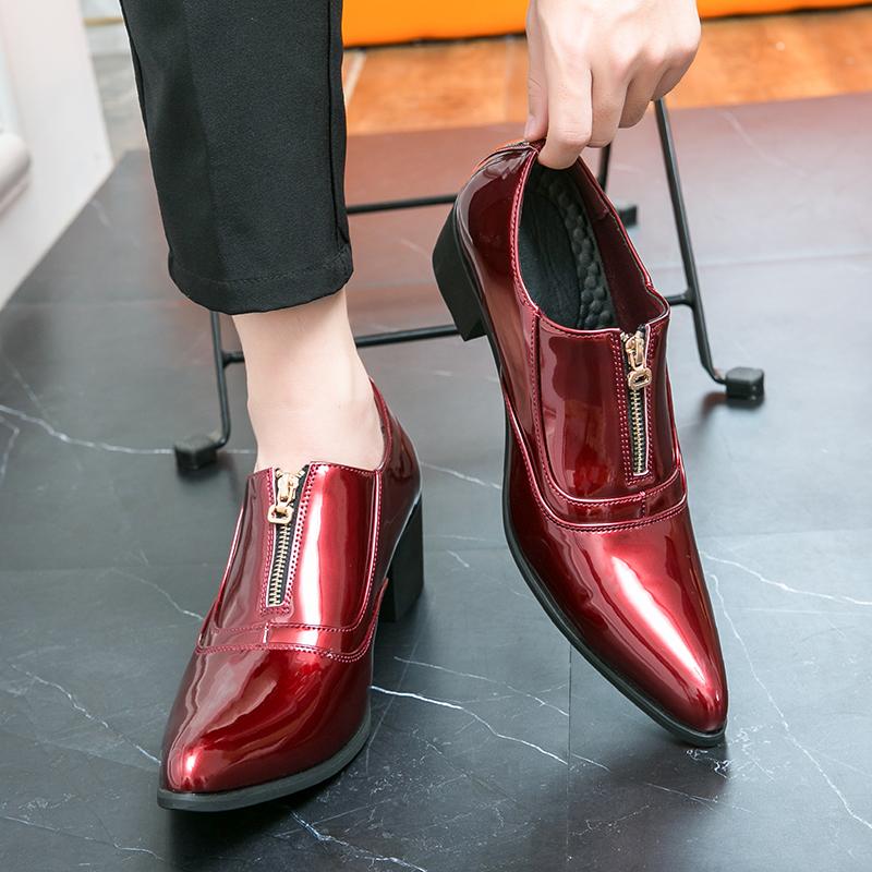 Men High Heels Gold Leather Derby Wedding Dress Dance Elevator Shoes Height Increase Tuxedo Prom Party Nightclub Shoes Plus Size