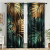 2 шт. Роскошные золотые шторы с принтом тропических листьев, для фильтрации света, качественный материал, идеально подходят для окна в современном доме