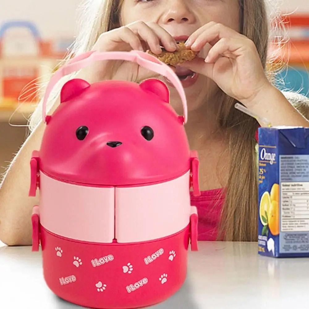 1Pcs Eyeglass Bear Thermal Bento Box Stackable Food Storage Container New Lunch Box