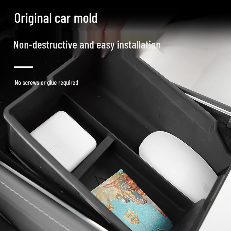 Tesla Model 3/Y Подлокотник Двухслойный силиконовый ящик для хранения
