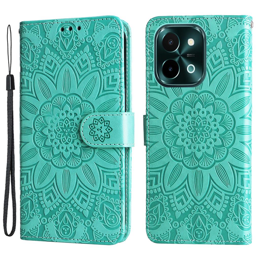 For Vivo Y28 4G/iQOO Z9x 5G Case Sunflower Leather Phone Wallet Cover