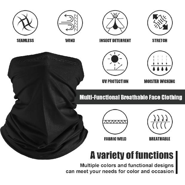 Geyoga 6 Pieces Summer UV Protection Cooling Neck Gaiter Face Clothing Neck Gaiter Mask Scarf Sunscreen Breathable Bandana
