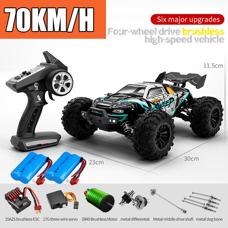 Радиоуправляемая машина Внедорожник 4x4 Высокоскоростная 75 км/ч Машина на пульте управления со светодиодной фарой Бесколлекторный 4WD 1/16 Монстр-трак Игрушки для мальчиков Подарок