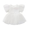 Baby Clothes Short Sleeve Dress Girls Summer Tulle Skirt Coverall Hair Ornament Baby Birth Preparation Gift Ruffle Plain White 6M