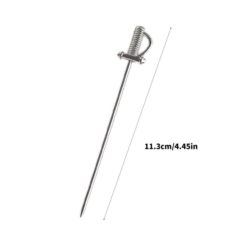 Набор из 5 коктейльных шпажек из нержавеющей стали с дизайном лезвий, портативные металлические шпажки для фруктов для закусок