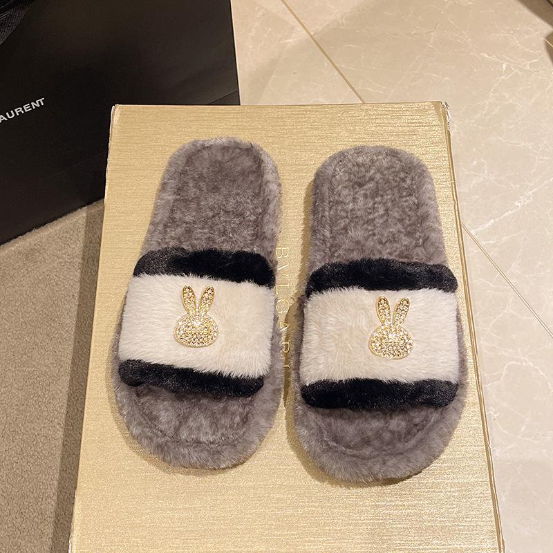 Модные пушистые тапочки женские домашние дизайнерские туфли женские популярные повседневные на платформе комнатные меховые шлепанцы женские балетки с открытым носком элегантные
