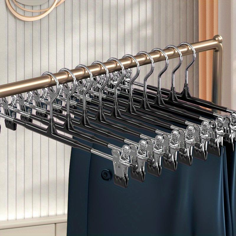 10pack Trouser Hanger Clip Retractable Wardrobe Household Traceless JK Hanger Clothes Hanger Collection Stainless Steel Skirt Clip Drying Clip