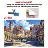 German Village 2D Backdrop, Clock Tower & Street Photo Background