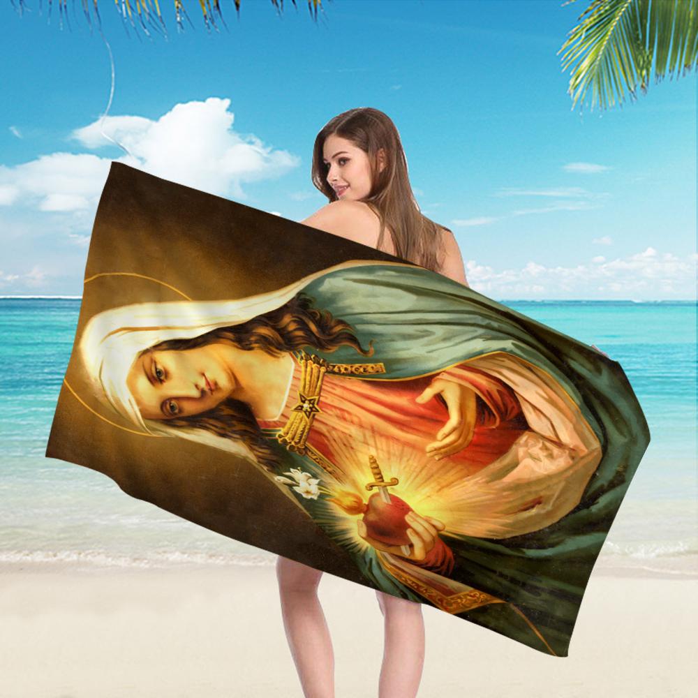 Virgin Mary Christian Towel Microfiber Beach Towel Absorbent Quick dry Soft Yoga Swimming Resort Mountain Climbing Towel