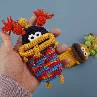 Чехол для ключей с мультяшной колбасой, большой рот, вязаный крючком чехол для хранения ключей ручной работы, чехол для ключей, товары для дома