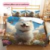 Happy Samoyed Pattern Bedding Home Decoration Birthday Gift (1 * duvet cover + 2 * pillowcase, without core)