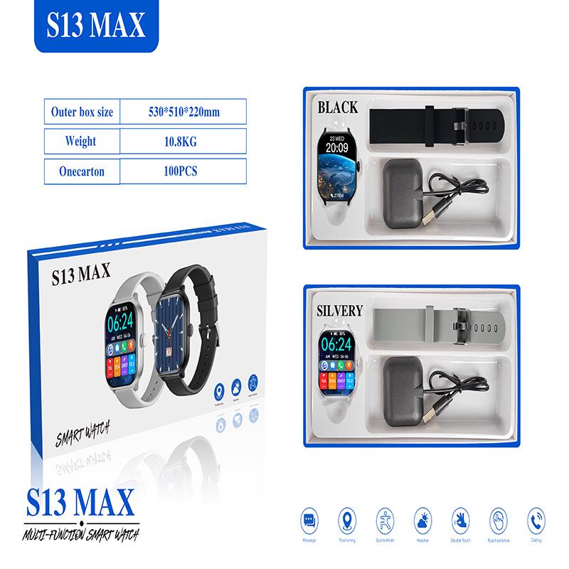 Многофункциональные Bluetooth-смарт-часы S13 MAX с умными напоминаниями для спорта