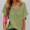 Summer Fashion Commuter Round Neck Solid Color Knit Sweater Loose Short Sleeve Women's Tops