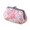 Noren Gamaguchi Pouch Puffed Round Gamaguchi Small Item In Japanese Pattern (Retro Flower, Weave, Bag-Shaped Pouch/Pink) Makeup, Cosmetics, Travel,