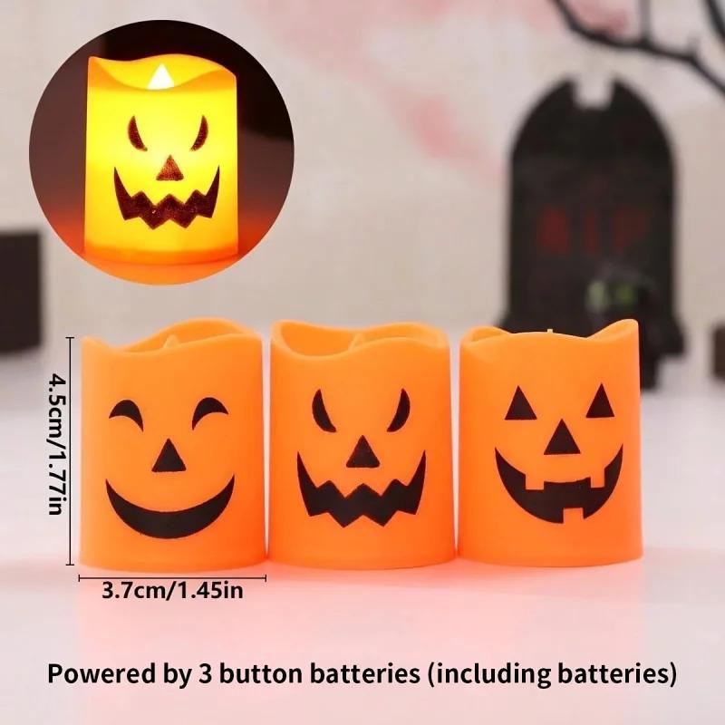 Свечи-тыквы на Хэллоуин, 6 штук, свечи в форме арбуза, подходящие для хэллоуинского сценического оформления, праздничной атмосф