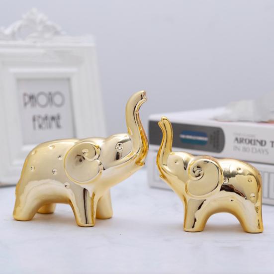 1 Pair Elephant Statue Home Decor Ceramic Elephant Figurines Desktop Elephant Sculpture for Office Bookshelf Living Room
